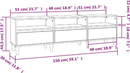 vidaXL - Tv-meubel - 150x30x44,5 - cm - bewerkt - hout - wit