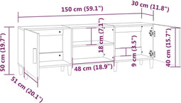 vidaXL - Tv-meubel - 150x30x50 - cm - bewerkt - hout - wit