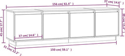 vidaXL - Tv-meubel - 156x37x45 - cm - massief - grenenhout - grijs
