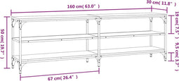 vidaXL - Tv-meubel - 160x30x50 - cm - bewerkt - hout - zwart