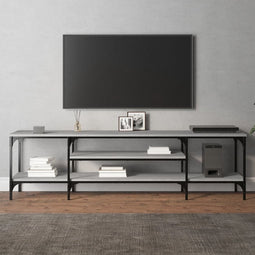 vidaXL - Tv-meubel - 161x35x45 - cm - bewerkt - hout - en - ijzer - grijs - sonoma - eiken
