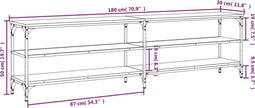 vidaXL - Tv-meubel - 180x30x50 - cm - bewerkt - hout - metaal - gerookt - eikenkleurig