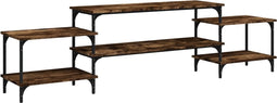 vidaXL - Tv-meubel - 197x35x52 - cm - bewerkt - hout - gerookt - eikenkleurig