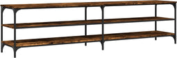 vidaXL - Tv-meubel - 200x30x50 - cm - bewerkt - hout - metaal - gerookt - eikenkleurig