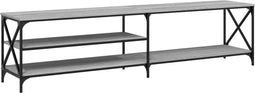 vidaXL - Tv-meubel - 200x40x50 - cm - bewerkt - hout - metaal - grijs - sonoma - eiken