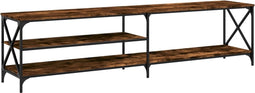vidaXL - Tv-meubel - 200x40x50 - cm - bewerkt - hout - metaal - gerookt - eikenkleurig