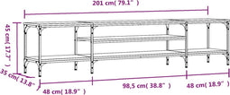 vidaXL - Tv-meubel - 201x35x45 - cm - bewerkt - hout - en - ijzer - grijs - sonoma - eiken