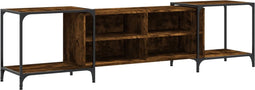 vidaXL - Tv-meubel - 203x37x50 - cm - bewerkt - hout - gerookt - eikenkleurig