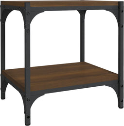 vidaXL - Tv-meubel - 40x33x41 - cm - bewerkt - hout - en - staal - bruin - eikenkleur