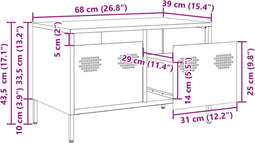 vidaXL - Tv-meubel - 68x39x43,5 - cm - koudgewalst - staal - zwart