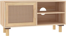 vidaXL - Tv-meubel - 80x30x40 - cm - massief - grenenhout - en - rattan - bruin