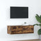 vidaXL - Tv-meubel - 80x31x25,5 - cm - bewerkt - hout - gerookt - eikenkleurig