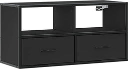 vidaXL - Tv-meubel - 80x31x39,5 - cm - bewerkt - hout - en - metaal - zwart