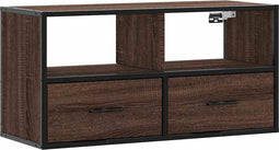 vidaXL - Tv-meubel - 80x31x39,5 - cm - bewerkt - hout - metaal - bruin - eikenkleurig
