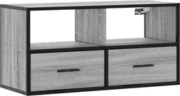 vidaXL - Tv-meubel - 80x31x39,5 - cm - bewerkt - hout - metaal - grijs - sonoma - eiken