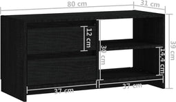 vidaXL - Tv-meubel - 80x31x39 - cm - massief - grenenhout - zwart