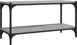 vidaXL - Tv-meubel - 80x33x41 - cm - bewerkt - hout - en - staal - grijs - sonoma - eiken