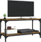 vidaXL - Tv-meubel - 80x33x41 - cm - bewerkt - hout - en - staal - gerookt - eikenkleur