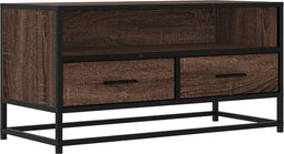 vidaXL - Tv-meubel - 80x34,5x40 - cm - bewerkt - hout - metaal - bruin - eikenkleur