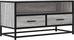 vidaXL - Tv-meubel - 80x34,5x40 - cm - bewerkt - hout - metaal - grijs - sonoma - eiken