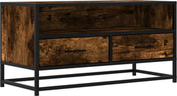vidaXL - Tv-meubel - 80x34,5x40cm - bewerkt - hout - metaal - gerookt - eikenkleurig