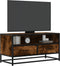 vidaXL - Tv-meubel - 80x34,5x40cm - bewerkt - hout - metaal - gerookt - eikenkleurig