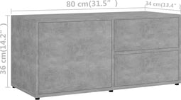 vidaXL - Tv-meubel - 80x34x36 - cm - bewerkt - hout - betongrijs