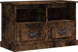 vidaXL - Tv-meubel - 80x35x50 - cm - bewerkt - hout - gerookt - eikenkleurig