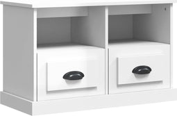 vidaXL - Tv-meubel - 80x35x50 - cm - bewerkt - hout - hoogglans - wit