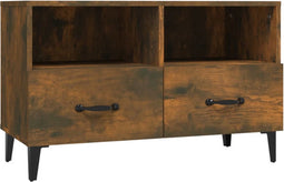 vidaXL - Tv-meubel - 80x36x50 - cm - bewerkt - hout - gerookt - eikenkleurig