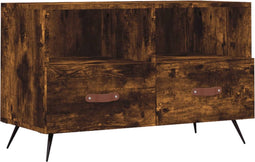 vidaXL - Tv-meubel - 80x36x50 - cm - bewerkt - hout - gerookt - eikenkleurig