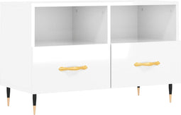 vidaXL - Tv-meubel - 80x36x50 - cm - bewerkt - hout - hoogglans - wit