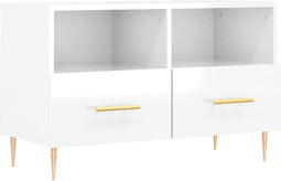 vidaXL - Tv-meubel - 80x36x50 - cm - bewerkt - hout - hoogglans - wit