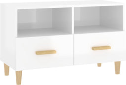 vidaXL - Tv-meubel - 80x36x50 - cm - bewerkt - hout - hoogglans - wit