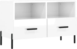vidaXL - Tv-meubel - 80x36x50 - cm - bewerkt - hout - hoogglans - wit