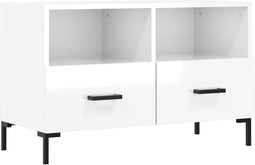 vidaXL - Tv-meubel - 80x36x50 - cm - bewerkt - hout - hoogglans - wit