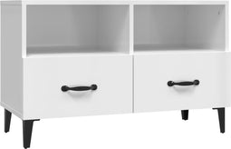 vidaXL - Tv-meubel - 80x36x50 - cm - bewerkt - hout - hoogglans - wit