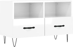 vidaXL - Tv-meubel - 80x36x50 - cm - bewerkt - hout - hoogglans - wit