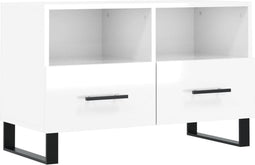 vidaXL - Tv-meubel - 80x36x50 - cm - bewerkt - hout - hoogglans - wit