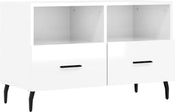 vidaXL - Tv-meubel - 80x36x50 - cm - bewerkt - hout - hoogglans - wit