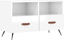 vidaXL - Tv-meubel - 80x36x50 - cm - bewerkt - hout - hoogglans - wit