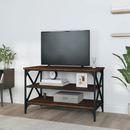 vidaXL - Tv-meubel - 80x40x50 - cm - bewerkt - hout - bruin - eikenkleur