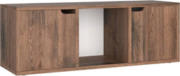 vidaXL - Tv-meubel - 88,5x27,5x30,5 - cm - bewerkt - hout - gerookt - eikenkleurig