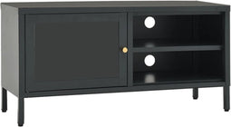 vidaXL - Tv-meubel - 90x30x44 - cm - staal - en - glas - antracietkleurig
