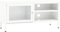 vidaXL - Tv-meubel - 90x30x44 - cm - staal - en - glas - wit