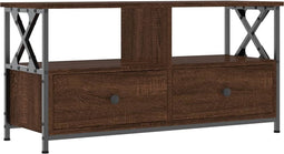 vidaXL - Tv-meubel - 90x33x45 - cm - bewerkt - hout - en - ijzer - bruin - eikenkleur