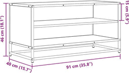 vidaXL - Tv-meubel - 91x40x46 - cm - bewerkt - hout - en - metaal - zwart
