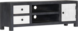 vidaXL - Tv-meubel - handgesneden - 120x30x40 - cm - massief - mangohout - grijs - wit