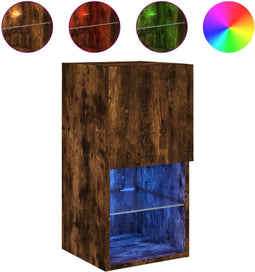 vidaXL - Tv-meubel - LED-verlichting - 30,5x30x60 - cm - gerookt - eikenkleurig