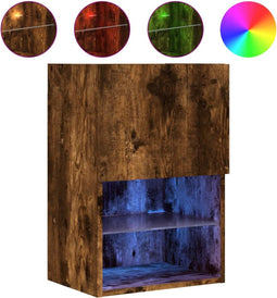 vidaXL - Tv-meubel - LED-verlichting - 40,5x30x60 - cm - gerookt - eikenkleurig